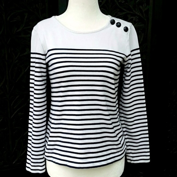 Banana Republic Sweaters - Banana Republic Navy Blue & White Striped Sweater